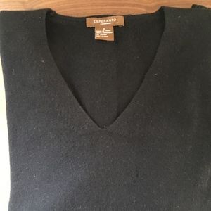 Esperanto 100% Cashmere Black V-Neck Sweater M